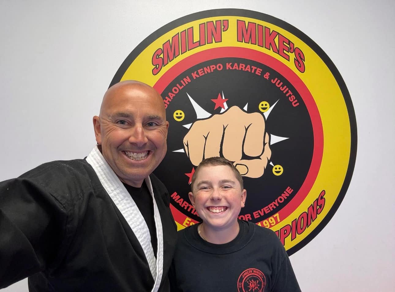 Instructor Mike leading a Kenpo karate class